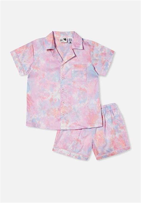 Patty Short Sleeve Pyjama Set Cali Pinktie Dye Cotton On Sleepwear