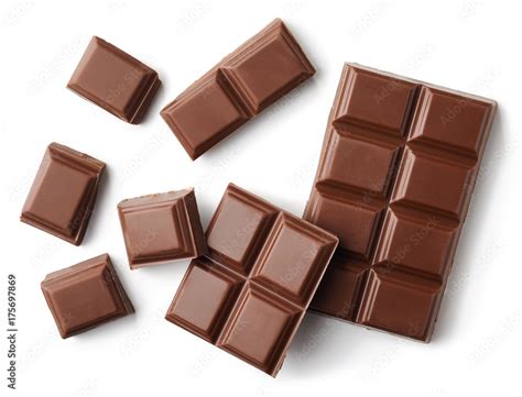 Milk Chocolate Pieces Isolated On White Background Stock Photo Adobe