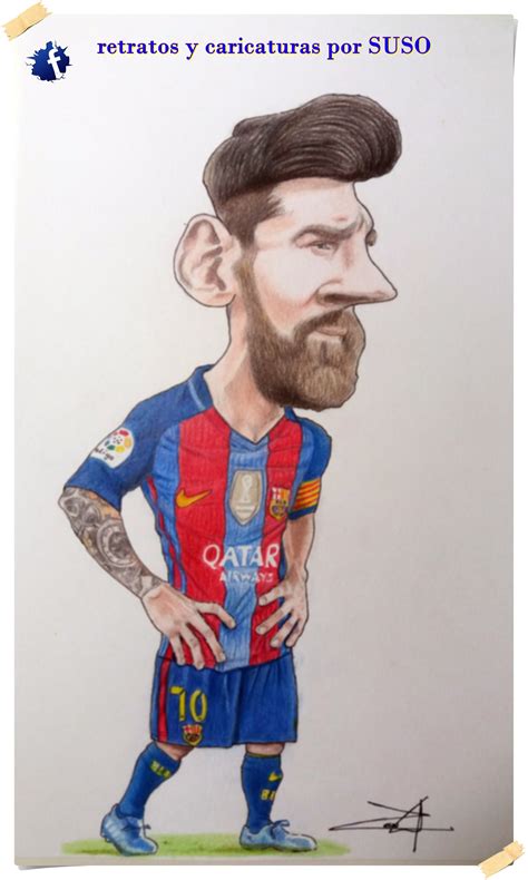 Caricatura Messi En Formato DIN A4 Y Realizado Con Colores Faber
