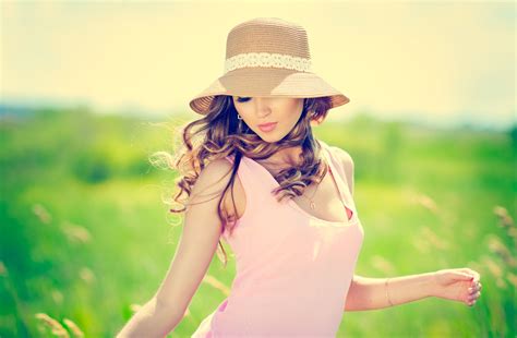 Обои шляпа природа девушка настроения макияж лето лицо на рабочий