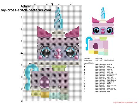 Unikitty The Lego Movie Character Free Cross Stitch Pattern Free