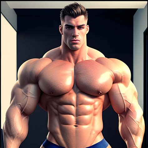 extremely muscular and aesthetic unhumanly big bulging pecs in arthub ai