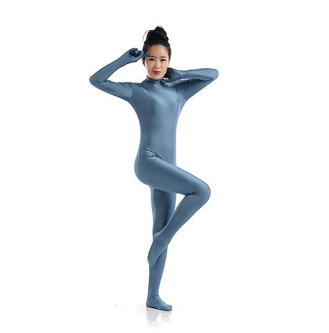 Swh013 Grey Blue Spandex Full Body Skin Tight Jumpsuit Zentai Suit