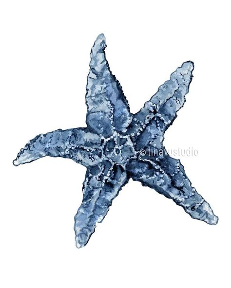 Sea Creature Printable Indigo Blue Artwork Starfish Printable Wall