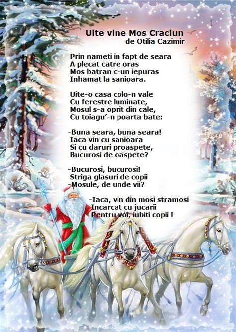 Poezie Uite Vine Mos Craciun De Otilia Cazimir Poetry For Kids