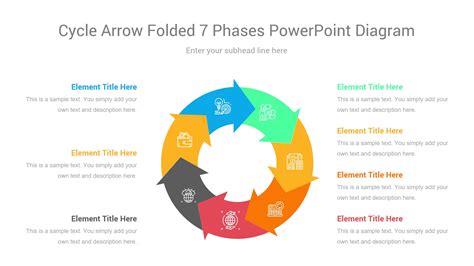Cycle Arrow Folded 7 Phases Powerpoint Diagram Ciloart