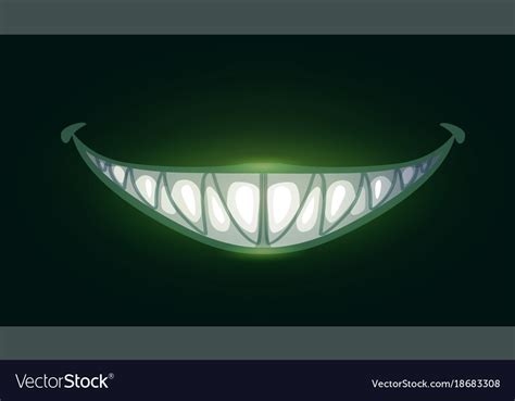Cartoon Scary Evil Smile With Big Sharp Teeth Vector Image