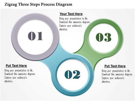 0914 Business Plan Zigzag Three Steps Process Diagram Powerpoint