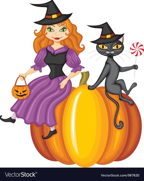 Witch On Pumpkin Royalty Free Vector Image Vectorstock Affiliate Royalty Pumpkin