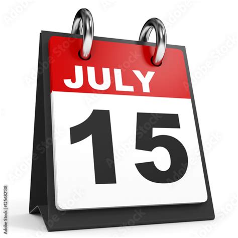 July 15 Calendar On White Background Stock Photo And Royalty Free