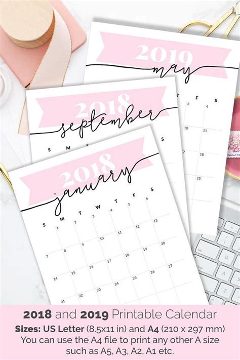 Three Calendars With Pink And White Designs On Them One Is For The New