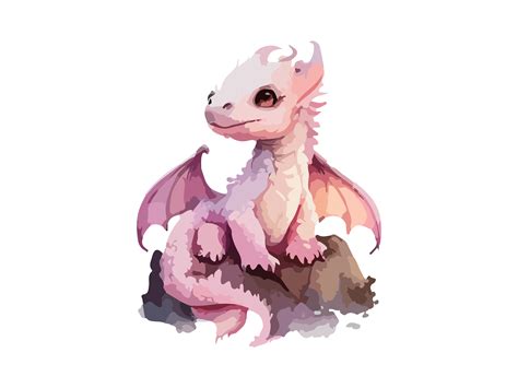 Cute Baby Dragon Watercolor Svg Clipart Graphic By Phoenixvectorart