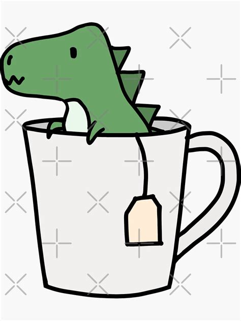 Tea Rex Teacup Dinosaur Sticker For Sale By Bassoongirl123 Redbubble