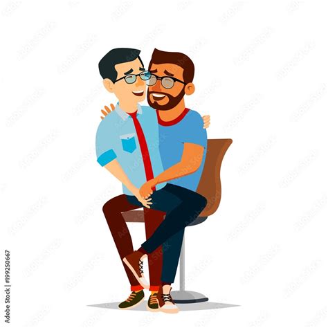 gay couple vector two hugging men same sex marriage isolated flat cartoon character