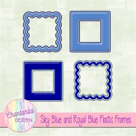 Free Sky Blue And Royal Blue Plastic Frames For Digital Scrapbooking