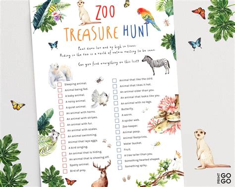 Zoo Treasure Hunt For Kids Animal Scavenger Hunt Game Etsy In 2020