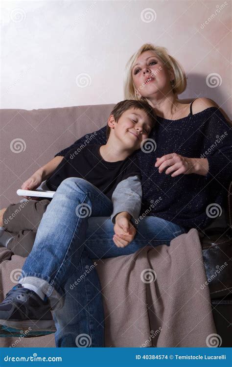 Mother And Son Stock Photo Image Of Hugging Computer