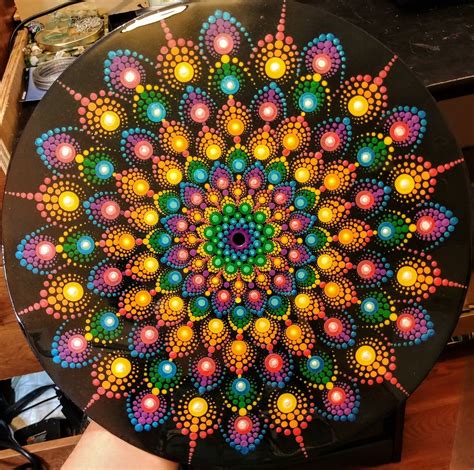 Handpainted Rainbow Dot Mandala Painting Wall Art On 12 Vinyl Record
