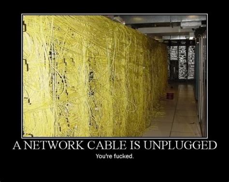 There Is A Yellow Wall With Wires On It And The Words Network Cable