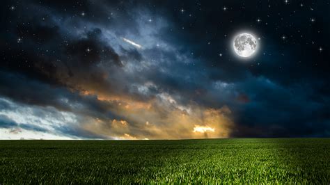 Images Stars Nature Sky Moon Fields Scenery Night Clouds