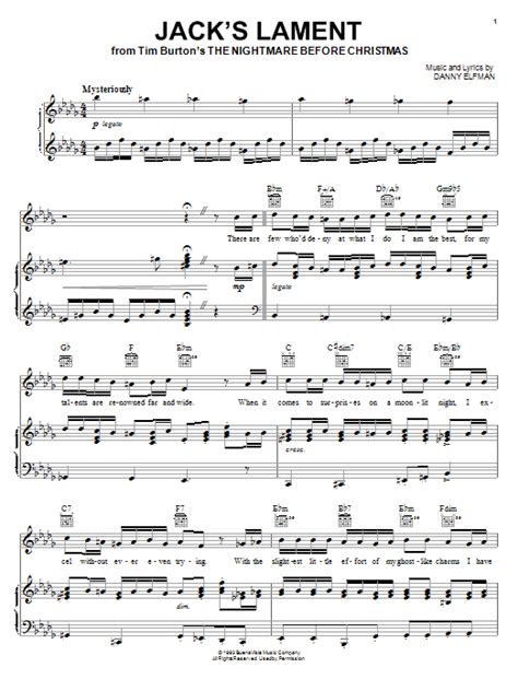 Digital sheet music for the nightmare before christmas available now. Jack's Lament | Sheet Music Direct