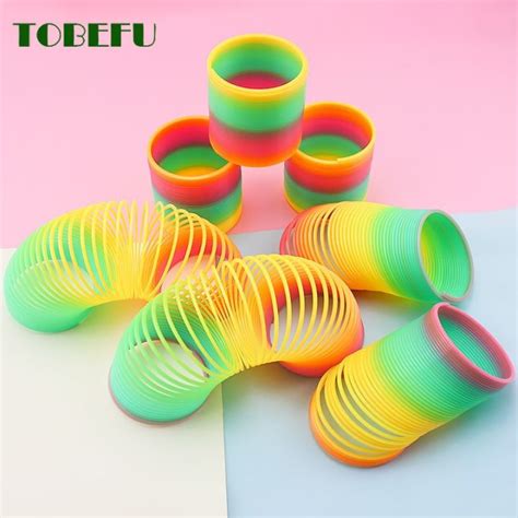 Funny Creative Magical Folding Toys Plastic Rainbow Circle Slinky