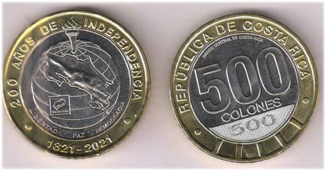 Costa Rica 500 Colones 2021 Unc Bimetal Coin Kb Coins And Currencies