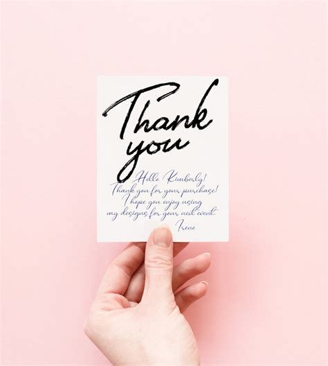 Editable Thank You Card With Personalised Handwritten Note Etsy