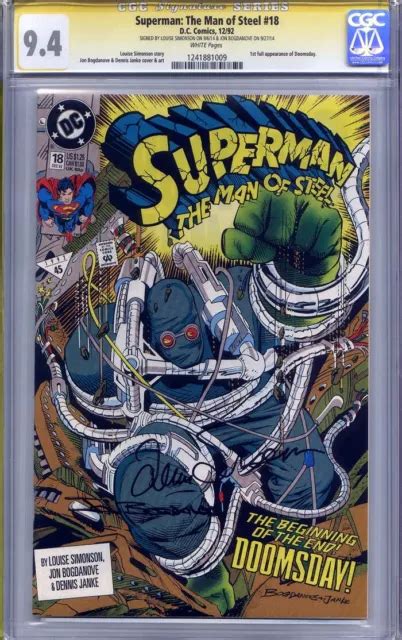 Superman Man Of Steel 18 Cgc 94 Ss Louise Simonson And Jon Bogdanove 1st
