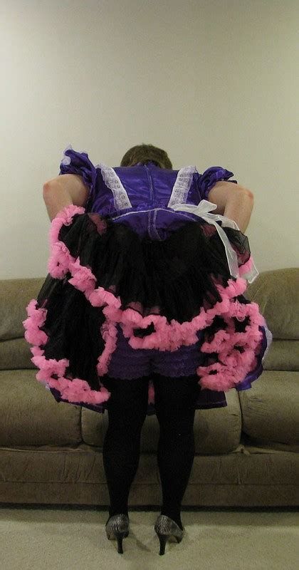 Fluidr Chrisissy Sissy Maid In Purple Showing Petticoat And Bloomers 2