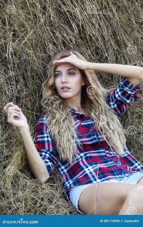 Young Blonde Country Girl Stock Photo Image Of Fashion 80174096