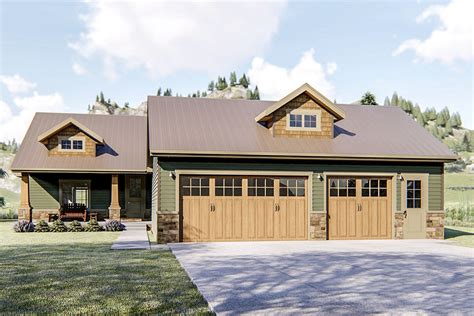 Rustic Craftsman Style House Plan With Oversized 3 Car Garage 62779dj