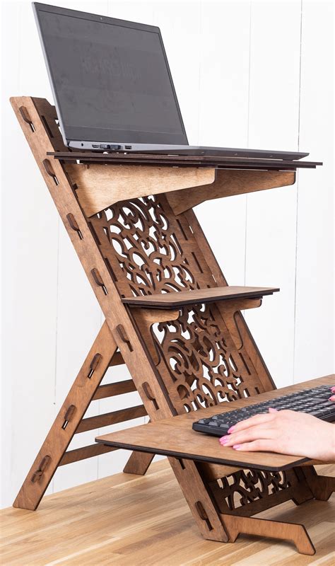 Ergonomic Standing Desk Wooden Laptop Stand Adjustable Etsy