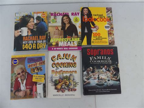 Lot Cookbooks Including The Sopranos Family Cookbook By Rachael Ray Guy Fieri And Cajun