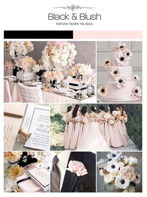 Black Light Pink Blush Wedding Inspiration Board Color Palette Mood