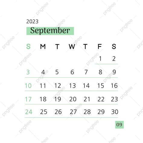 September Calendar Calender Png Images Vector Design Graphic
