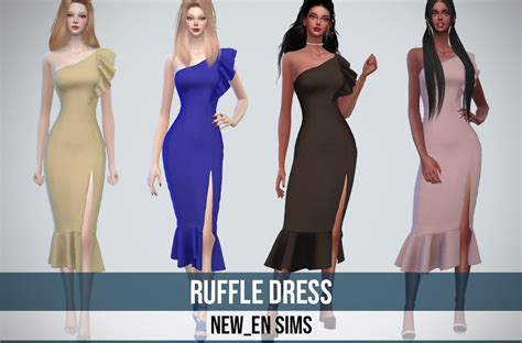 Newen Sims4 Ruffle Dress Dress New Mesh All Newen092