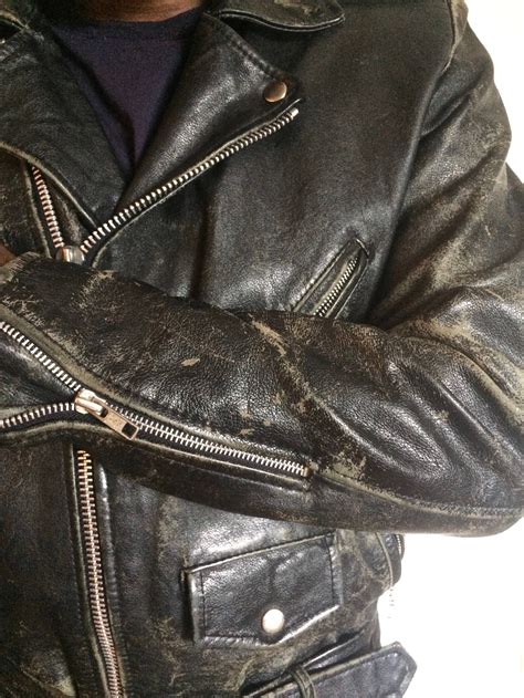Vintage Vintage Distressed Leather Jacket Black Mens Size Us Xs Eu 42