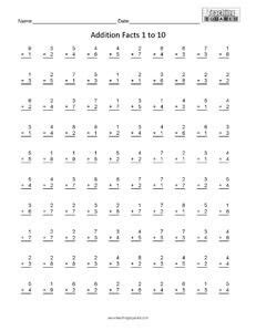 100 math facts worksheet / multiplication facts to 81 including zeros (100 per page) (b) : 100 problems to practice addition facts math worksheets ...