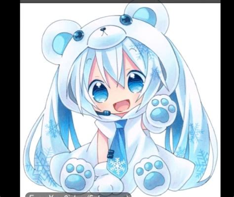 Cute Little Anime Girl With A Polar Bear Costume Anime Drawings