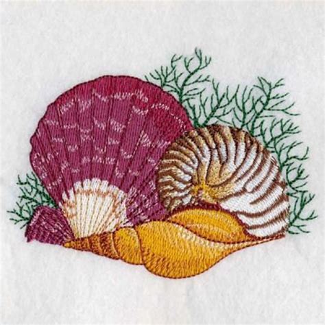 Seashell Summer Holiday Machine Embroidery Design Instant Download 4x4