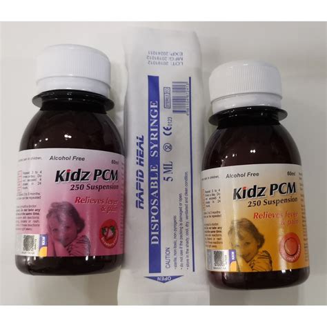 Kidz Paracetamol Pcm 250mg5ml Syrup 60ml 100ml Orangestrawberry