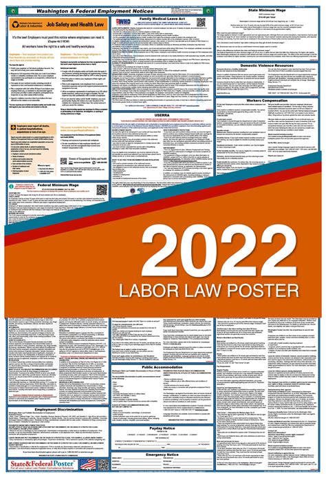 2022 Washington State And Federal Labor Law Poster Laminated