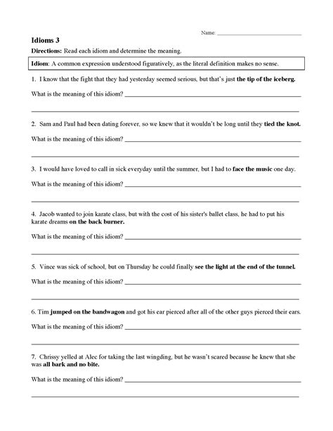 Idiom Worksheets And Tests Figurative Language Activities