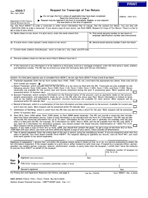 Irs Form 4506t Printable Printable Forms Free Online