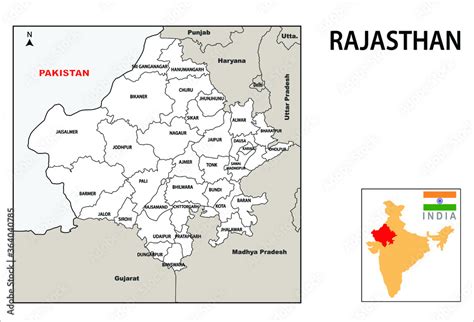Rajasthan Map Political And Administrative Map Of Rajasthan With