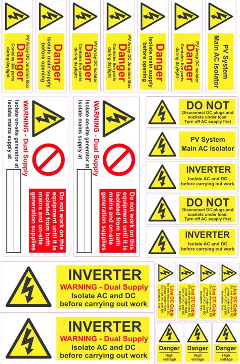 Pv Solar Electrical Warning Stickers Inverter Danger High Voltage