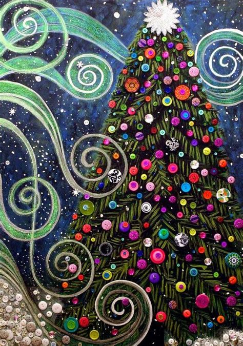 Button Trees By Monica Furlow Recyclart Holiday Canvas Christmas