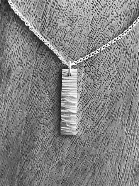 Bar Hammered Sterling Silver Necklacet For Hermum Tbar Necklacet For Women Keepsake