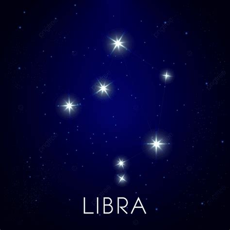 Libra Zodiacal Constellation With Stars Sign On Deep Space Night Sky